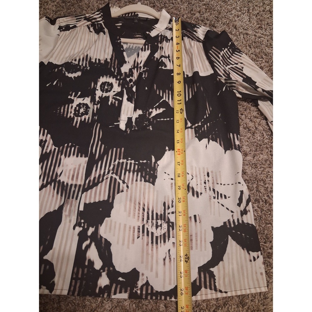 Preston & York Womens M Black White Abstract Geometric Floral Button Blouse - Picture 9 of 12